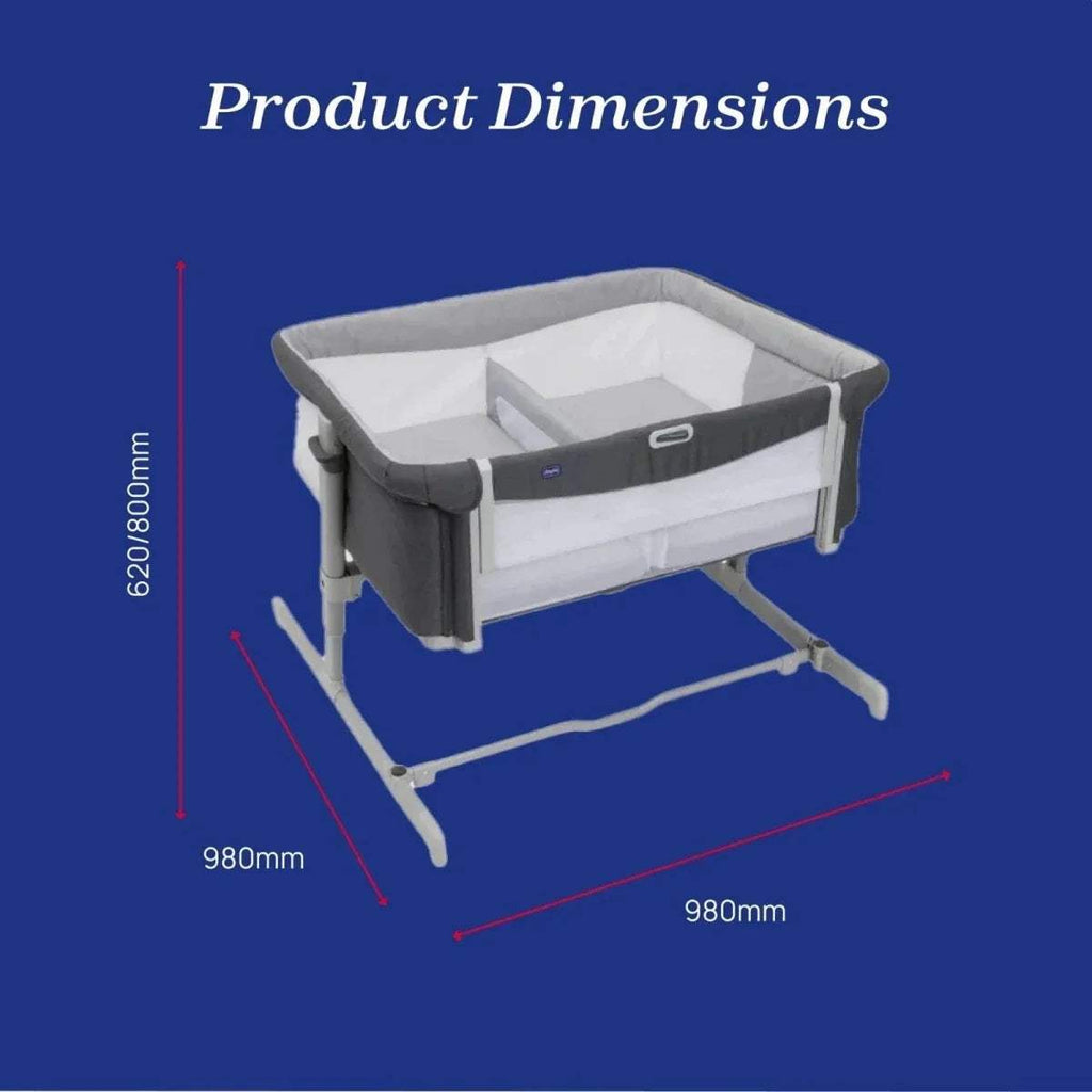 Magnet grey twin bedside crib silhouette with height and length guides