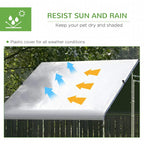 Galvanized chicken coop with rain-sun PE awning over the top