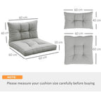 Light grey tufted seat cushion and back pillow set with size diagram (60 x 60 cm)