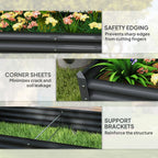 Dark grey galvanised steel planter showing reinforced corners and support brackets