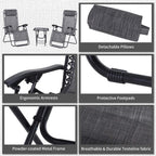 Zero-gravity lounge chair features: detachable pillows, footpads, and breathable textilene fabric