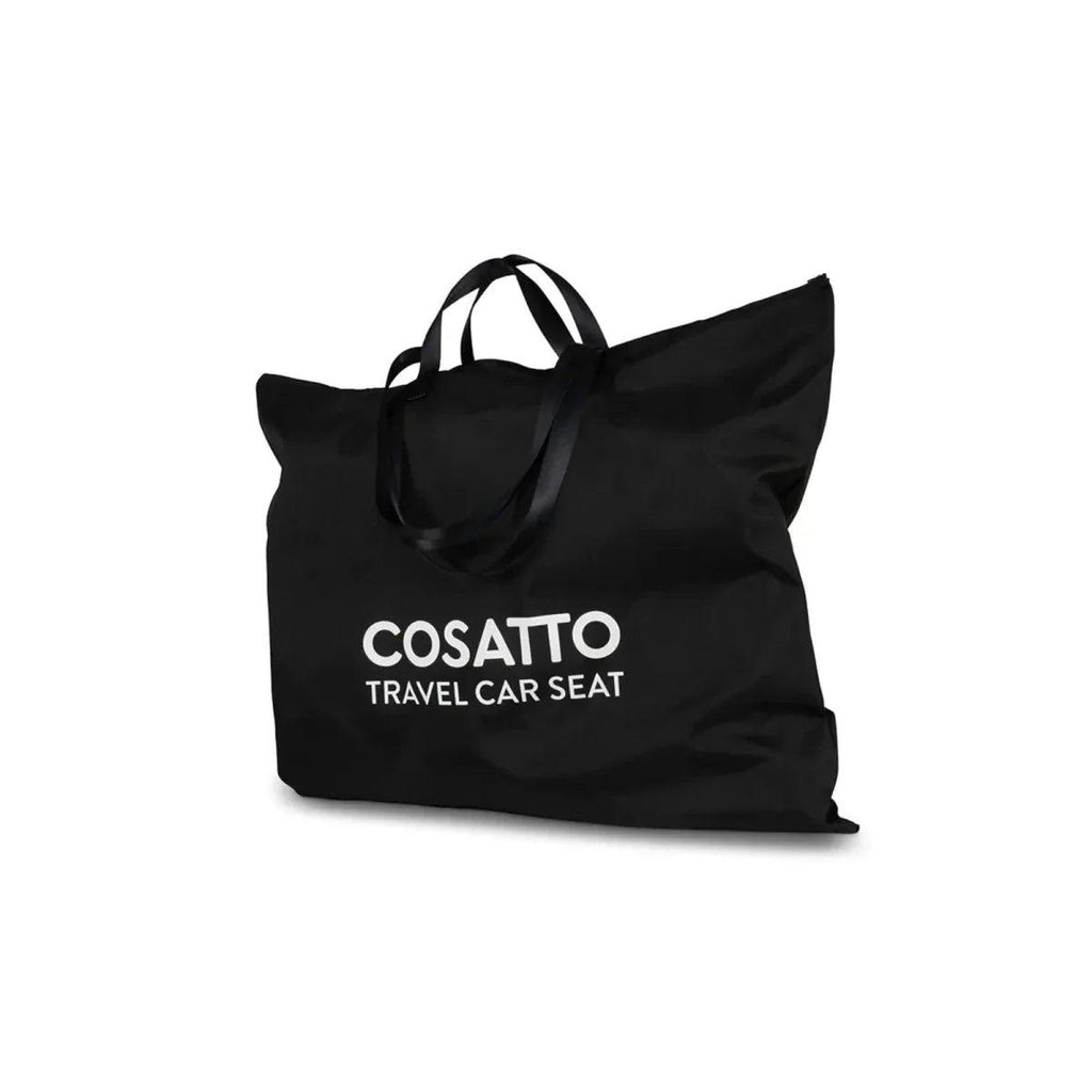 Cosatto travel car seat carry bag, black with handles and COSATTO logo text