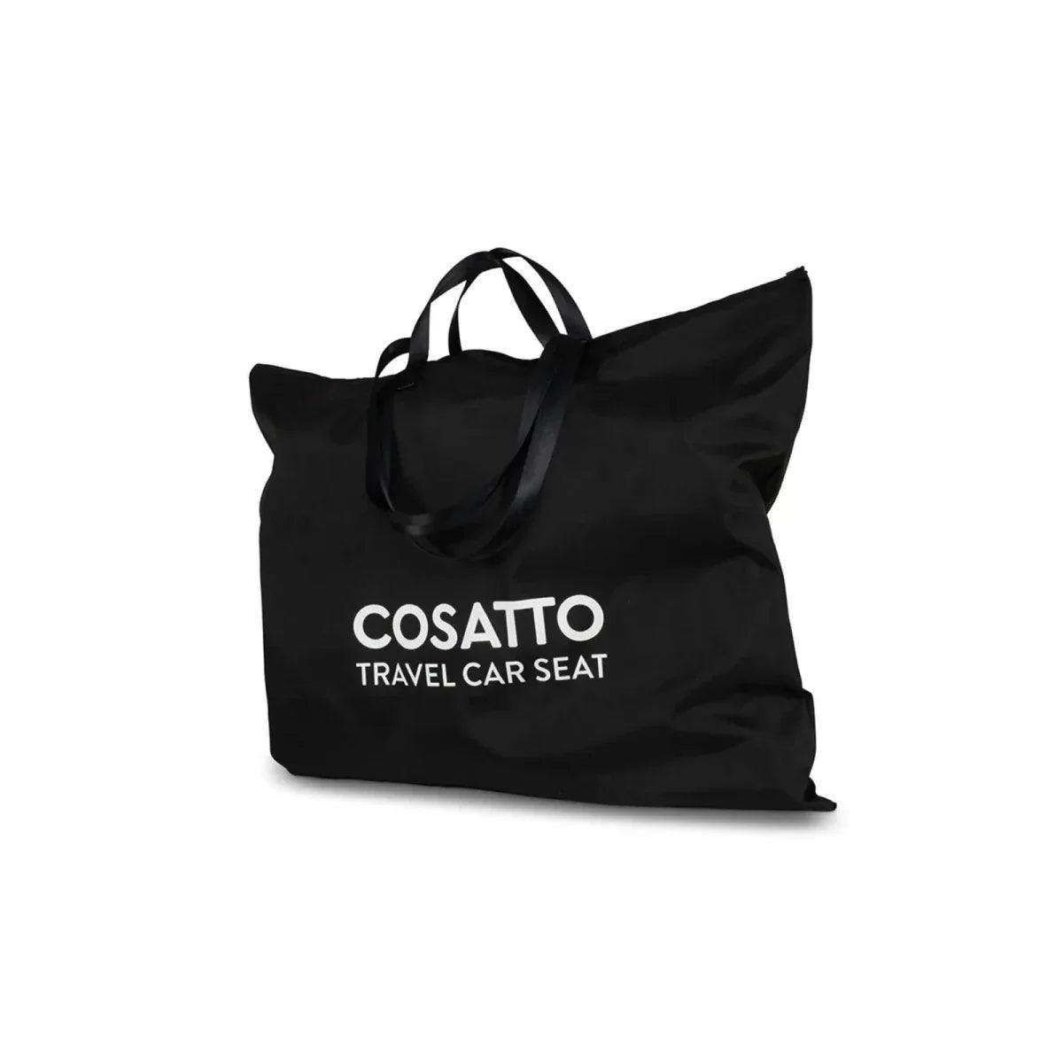 Cosatto travel car seat carry bag, black with handles and COSATTO logo text