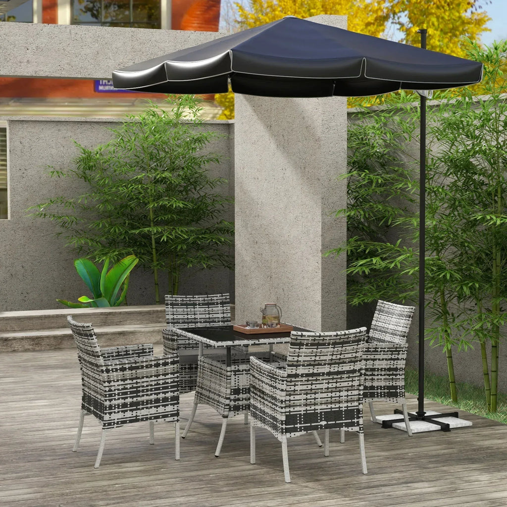 Five-Pieces Rattan Dining Set - Mixed Grey - Bobobiy