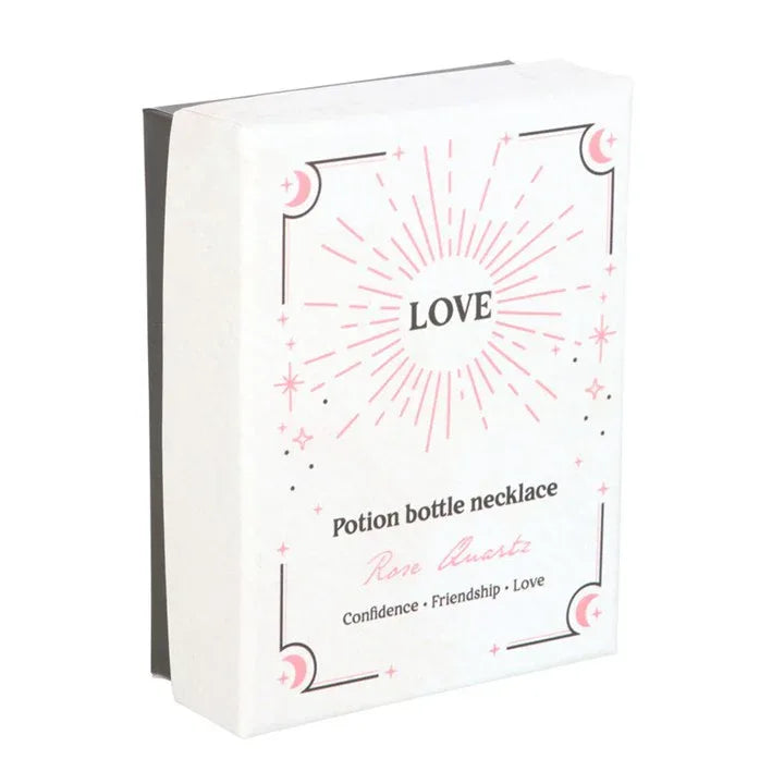 Love Rose Quartz Crystal Chip Potion Bottle Necklace - Bobobiy