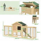 Large wooden chicken coop cutaway showing green roof, mesh panels, and interior ramp