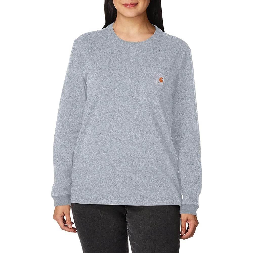 Carhartt 103244 Womens Heavyweight Loose Fit Long Sleeve Pocket T-Shirt - Bobobiy