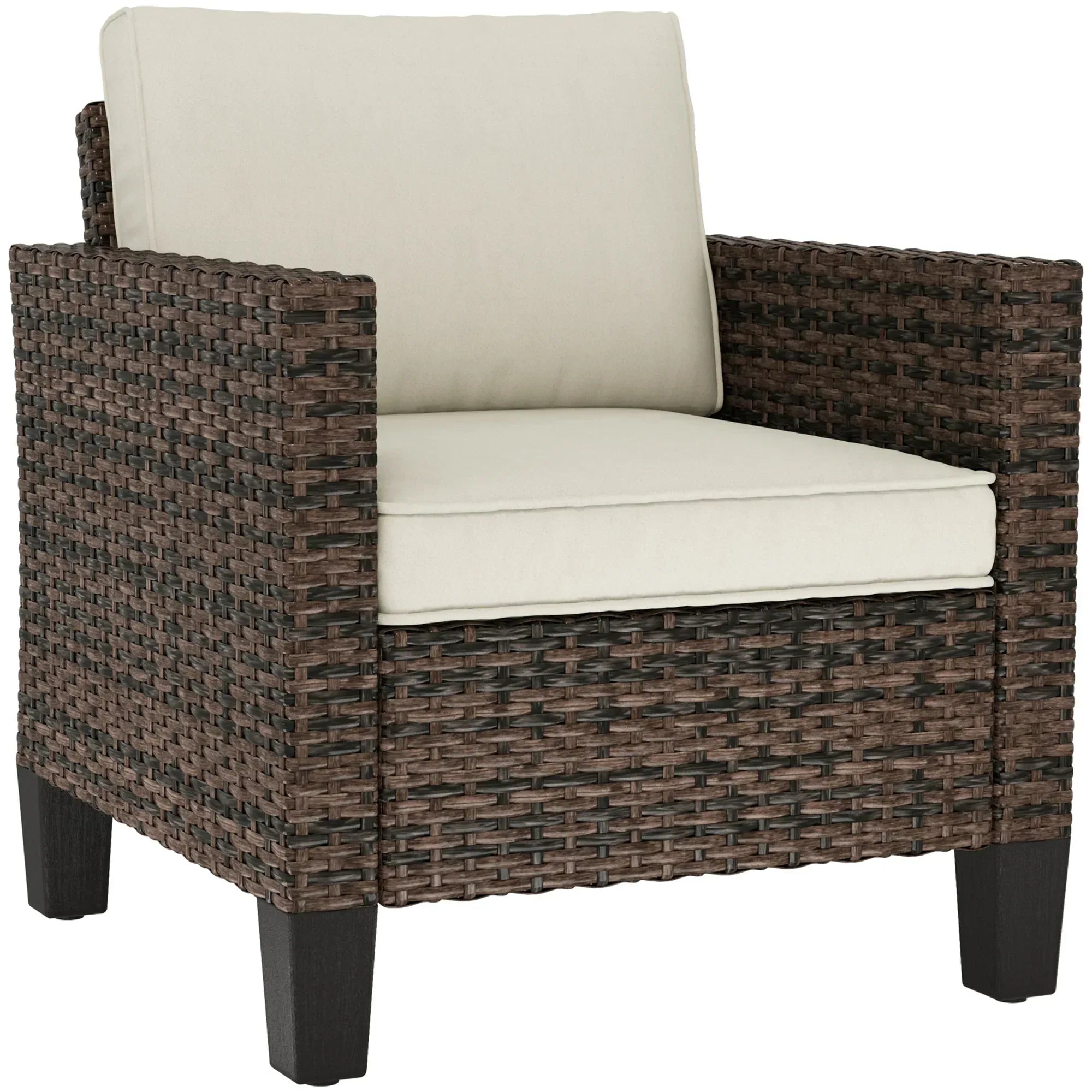 Single Rattan Armchair, with Cushions - Brown - Bobobiy