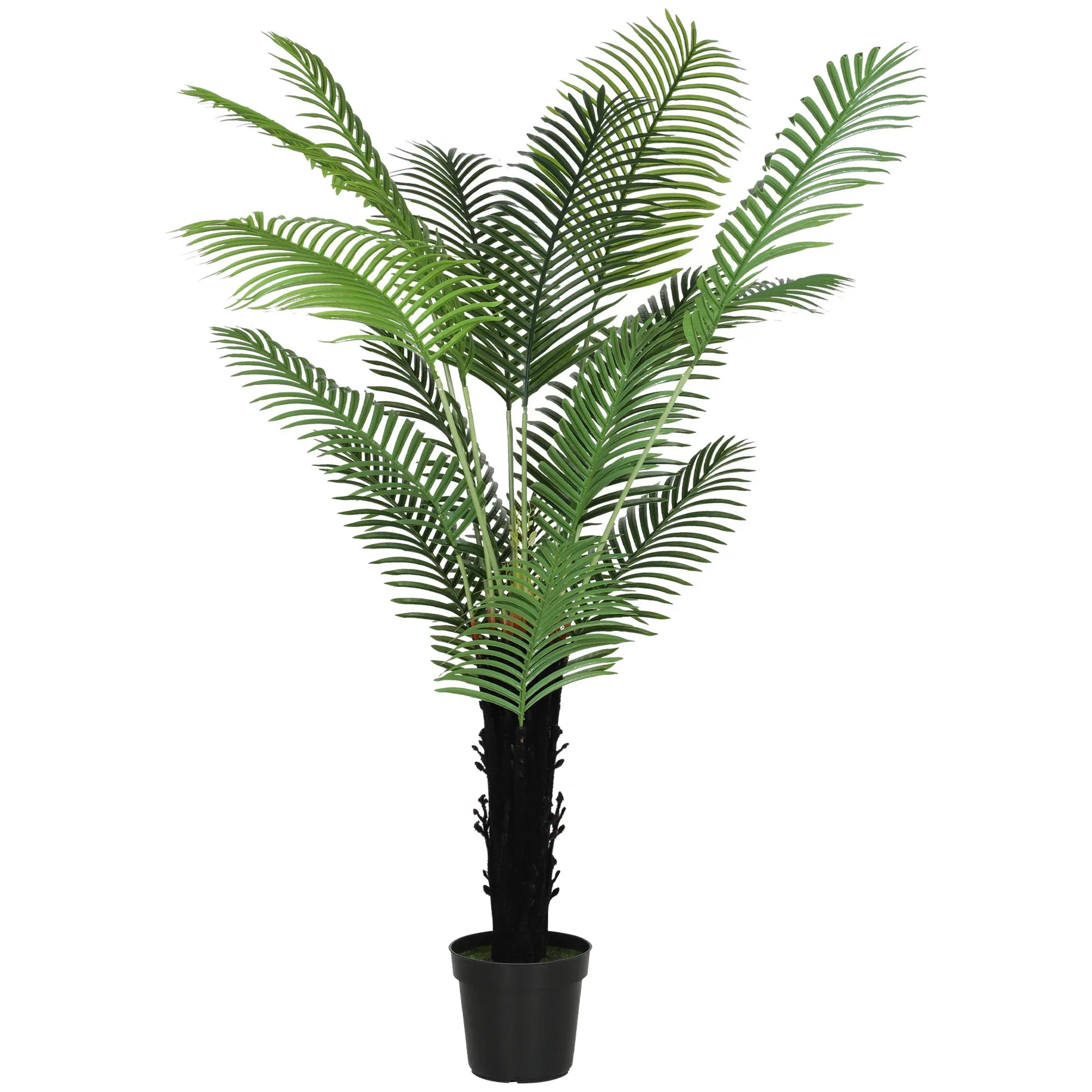 175cm Artificial Areca Palm Tree with 16 PE Leaves, Decorative Artificial Plant with Plastic Pot and Flocked Soil, Fake Plant for Home Office Decor, Green - Bobobiy