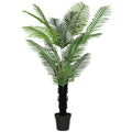 Homcom 175cm Artificial Areca Palm Tree with 16 PE Leaves, Decorative Artificial Plant with Plastic Pot and Flocked Soil