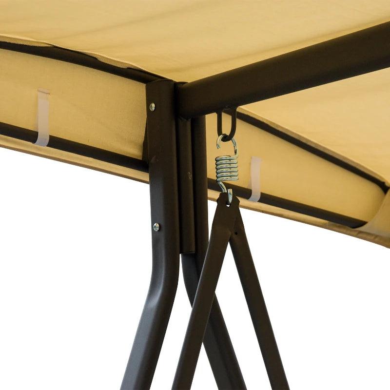Swing Chair Hammock Chair 3 Seater Canopy Cushion Shelter Outdoor Bench Steel Beige