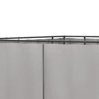 Light grey gazebo wall top seam with grommets for hanging on metal frame beam
