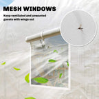 White polytunnel greenhouse mesh window panels with screened ventilation