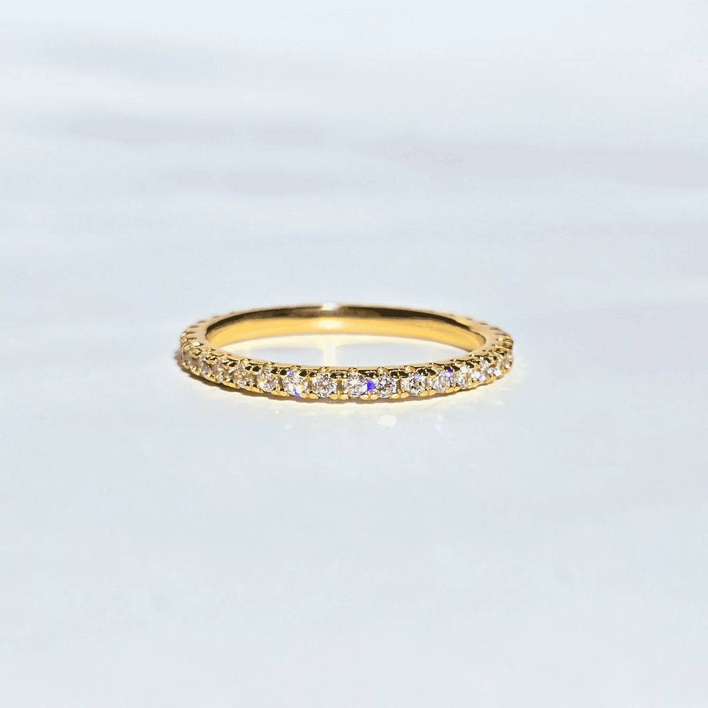 18k gold vermeil eternity ring with pavé stones