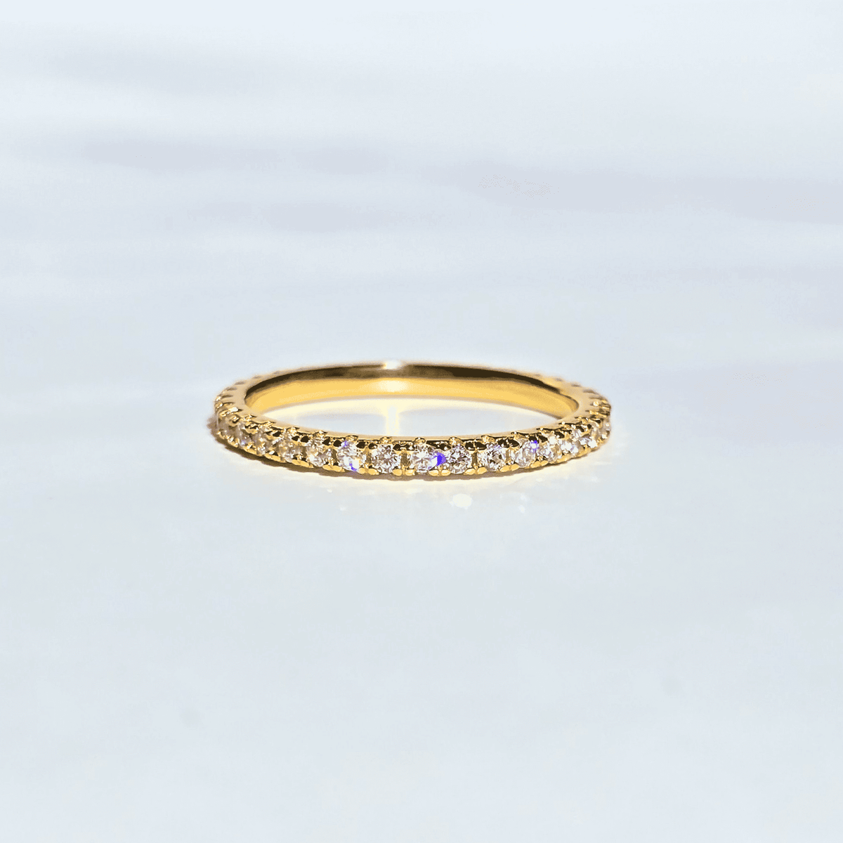 18k gold vermeil eternity ring with pavé stones