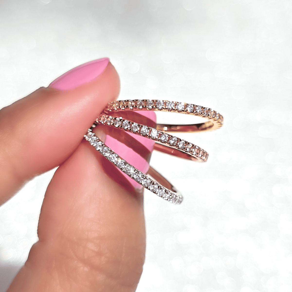 Sterling silver full eternity ring with pavé stones
