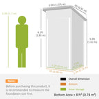 3.5 x 3 ft outdoor storage shed size diagram with door and height measurements