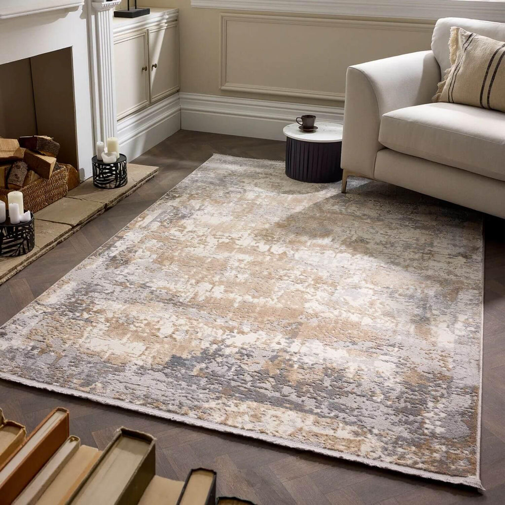 Cosimo_Beige_Grey_Distressed_Modern_Rug_2 - Bobobiy