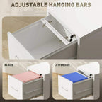Open white drawer with adjustable hanging bars for letter or A4 files