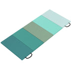 Foldable 6FT gymnastics crash mat in mixed green with carry handle loops