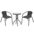 3 Pieces Rattan Bistro Set - Black - Bobobiy