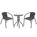 Outsunny 3 Piece Rattan Bistro Set Black