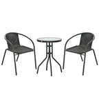Outsunny 3 Piece Rattan Bistro Set Black