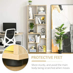 Tall 8-cube bookcase with protective plastic feet at the base
