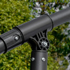 Black cantilever umbrella pole joint with adjustment knob and fasteners