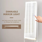 White full-length mirror with LED light border and touch switch on the frame