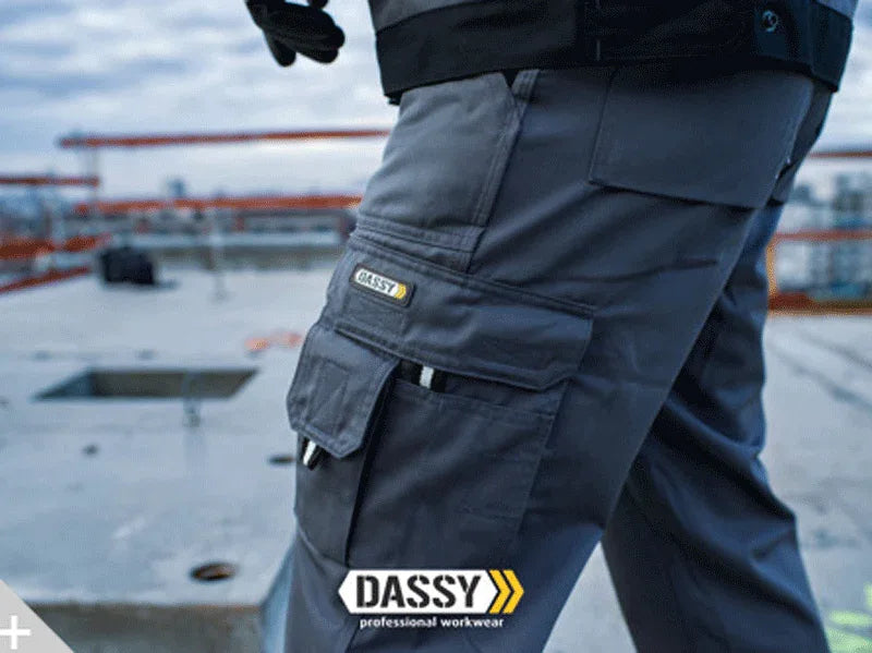 DASSY Oxford 200444 Kneepad Holster Pocket Work Trousers Navy Blue - Bobobiy