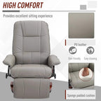 Grey PU leather recliner chair with sponge-padded cushions and easy-clean upholstery.