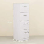 White wood-effect filing cabinet with four horizontal drawers and locks on lower drawers