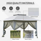 Pop up gazebo canopy with mesh side panels and visible steel frame structure