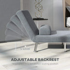 Grey single sleeper chair with adjustable backrest and cushioned seat