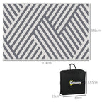 Reversible outdoor rug, grey-and-cream chevron stripe pattern, 182x274 cm