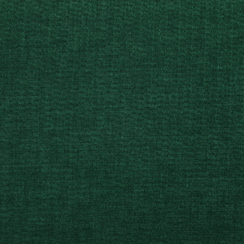 Close-up of dark green velvet-look fabric texture on the loveseat sofa