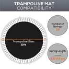 Black 10ft trampoline mat compatible with 54 springs, 5.5 in spring length