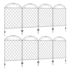 Black metal decorative garden picket fence panels with diamond lattice and curved top