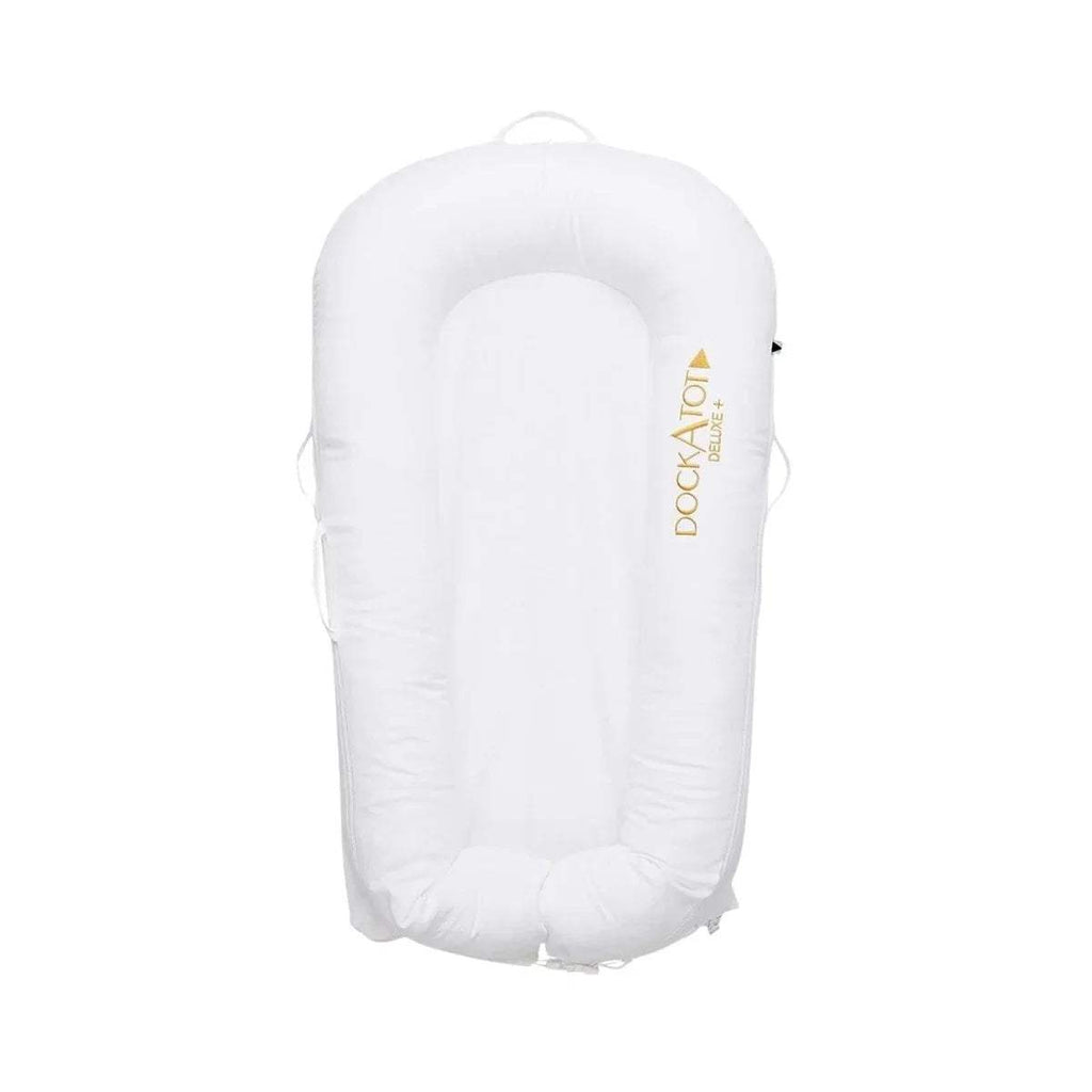 White baby dock insert with rounded headrest and handle loop