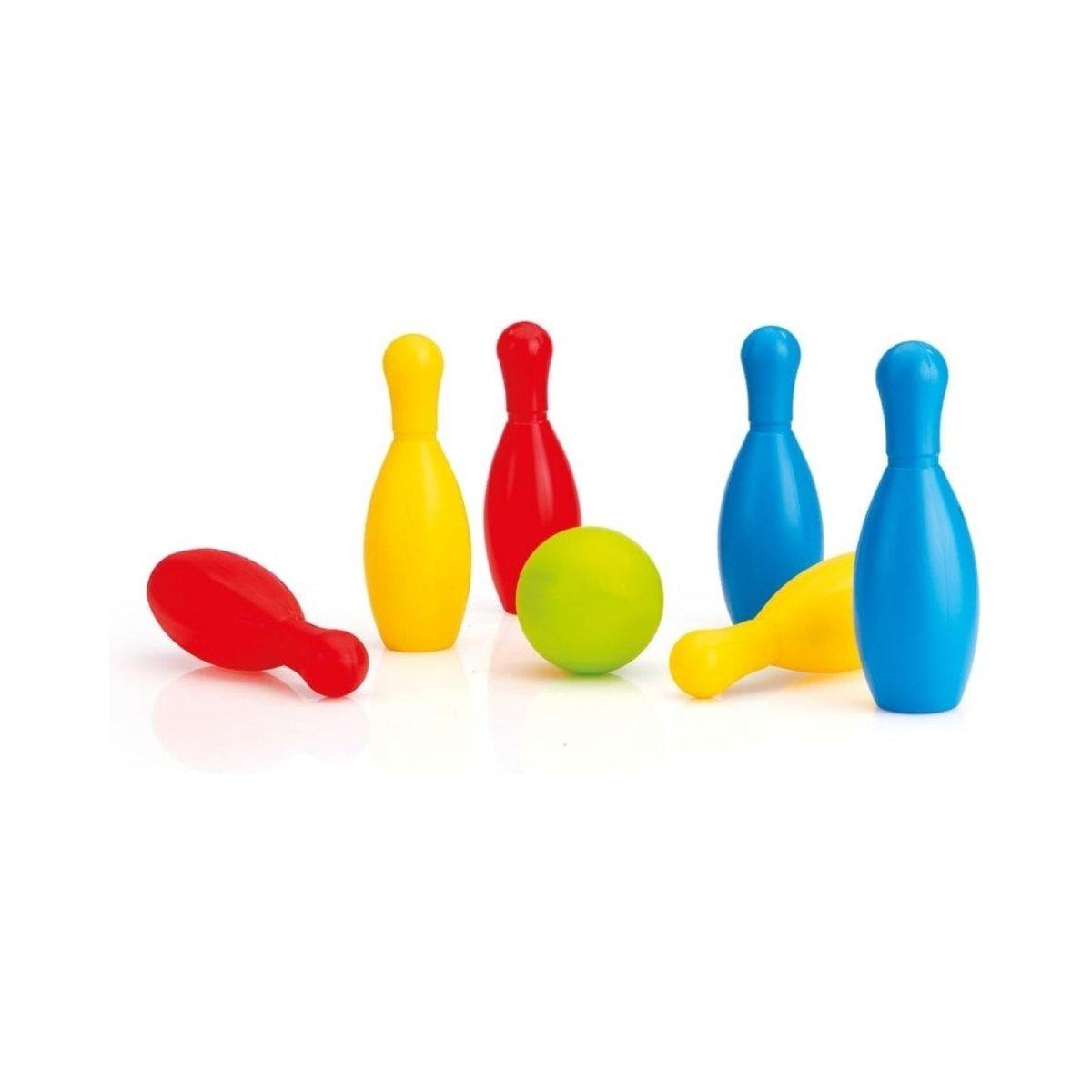 Dolu 6-piece plastic bowling pin set, multicolor pins (yellow, red, blue, green)