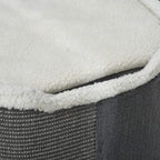 Plush lamb-fleece edge detail on grey sisal cat barrel scratcher