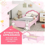 Pink toddler bed frame with cloud headboard and low side safety rails
