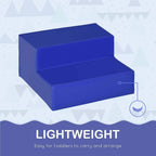 Blue foam toddler step and ramp module, padded and lightweight
