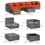 Outsunny 8-Piece Rattan Sofa Set Orange Grey