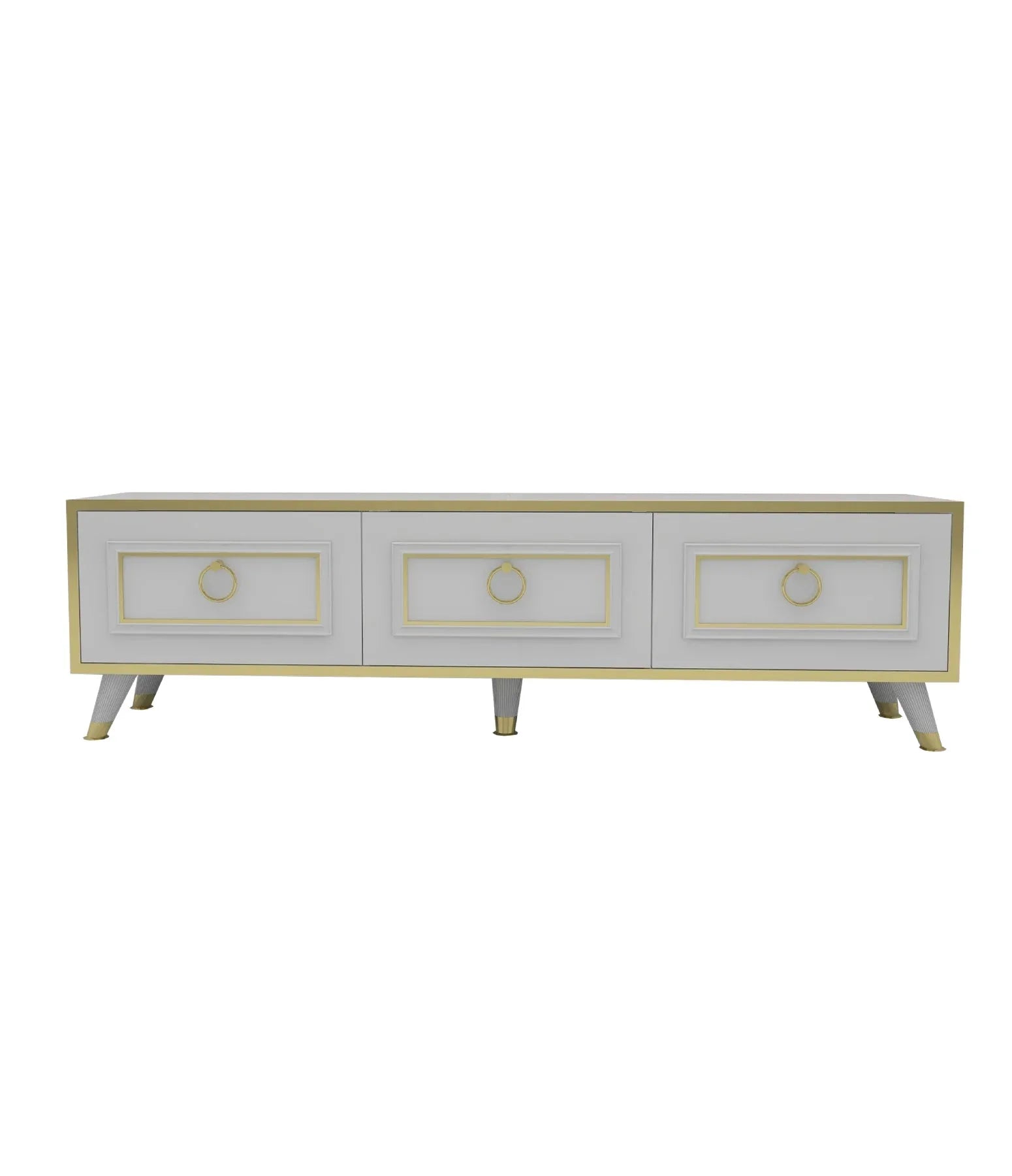 TV Stand and Media Console with Cabinets Romens 150 cm Wide - Bobobiy