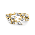 Gold-tone adjustable ring with marquise-cut clear stones in an ornate band