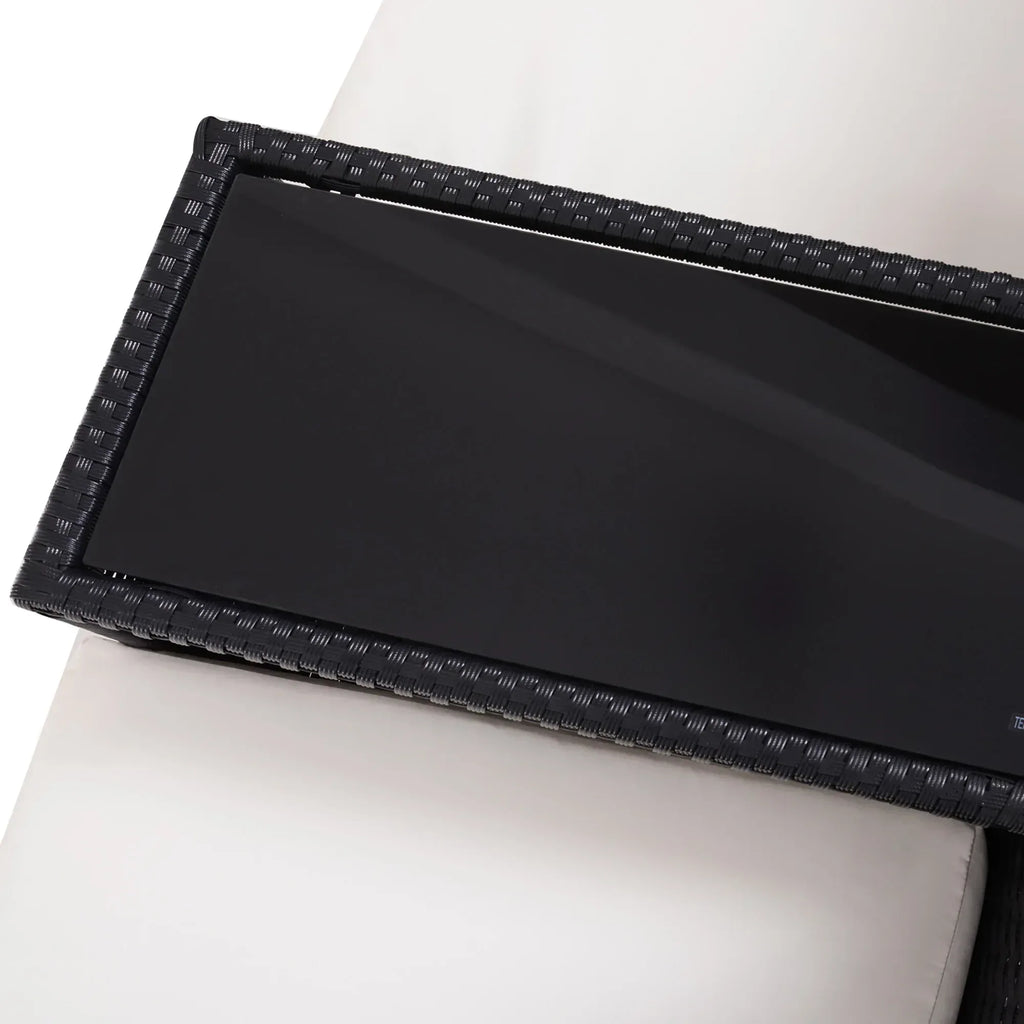 2-Seater Rattan Chair Set W/Middle Tea Table-Black - Bobobiy