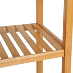 Bamboo cabinet shelf slats and vertical frame corner detail
