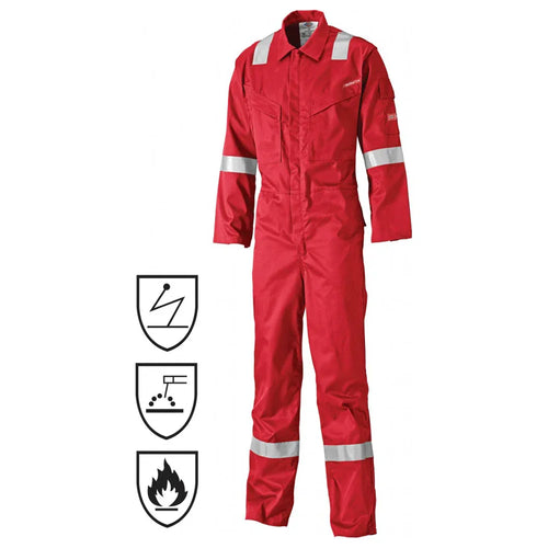 Dickies FR5404 Pyrovatex Antistatic Flame Retardant Coverall Red - Bobobiy